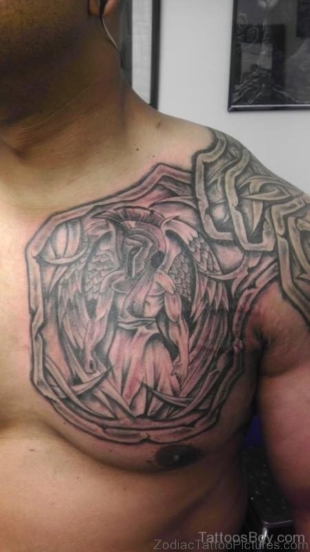 Unique Armor Tattoo On chest