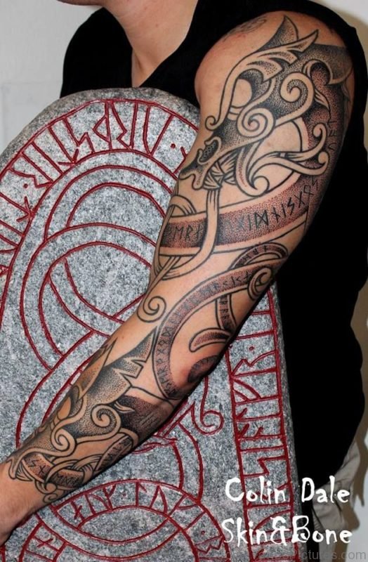 Viking Tattoo On Full Sleeve