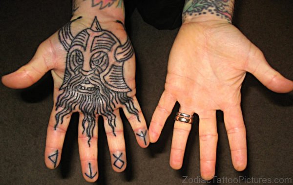 Viking Warrior Tattoo On Hand