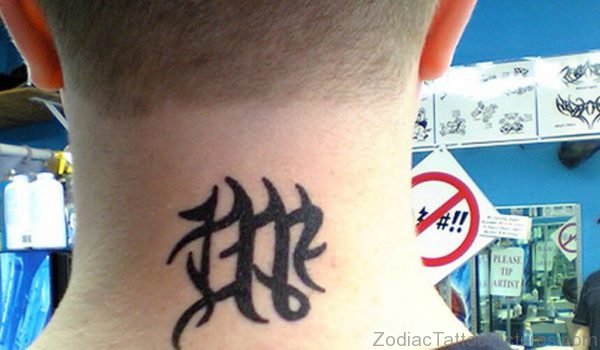 Virgo Tattoo On Nape