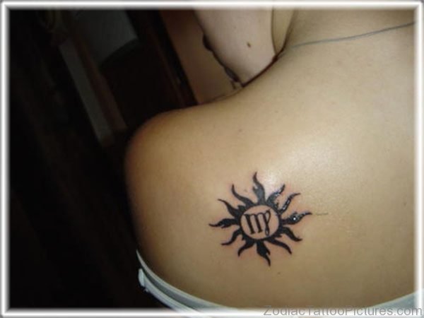 Virgo Zodiac Sign Tattoo On Left Shoulder