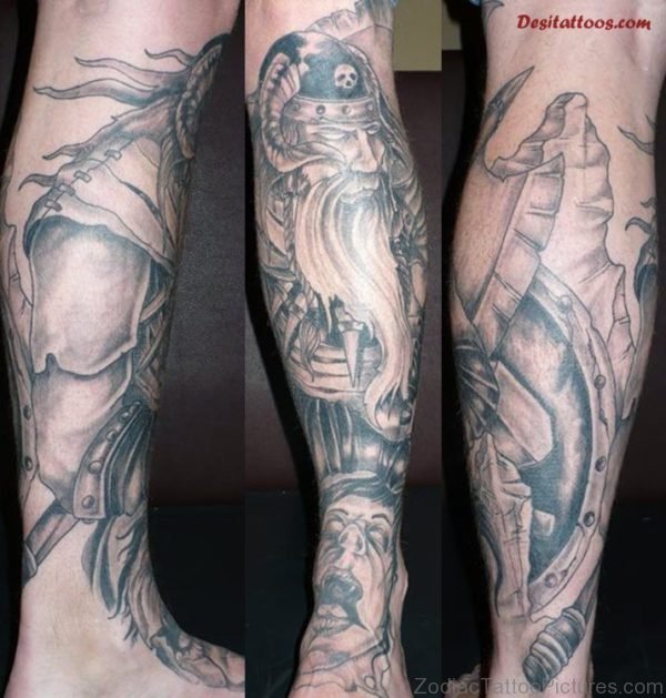 Warrior Tattoo On Leg