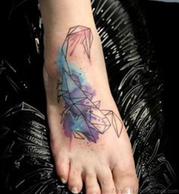 Watercolor Scorpion Tattoo On Foot