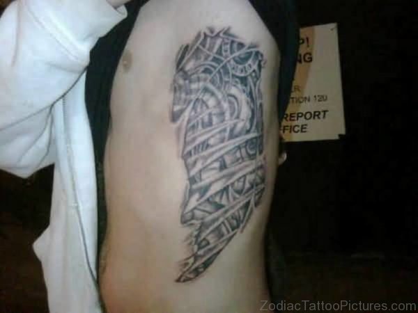 Wonderful Biomechanical Rib Cage Tattoo