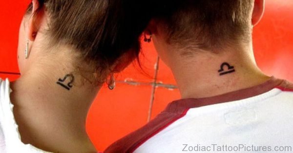 Wonderful Libra Tattoo On Neck Back