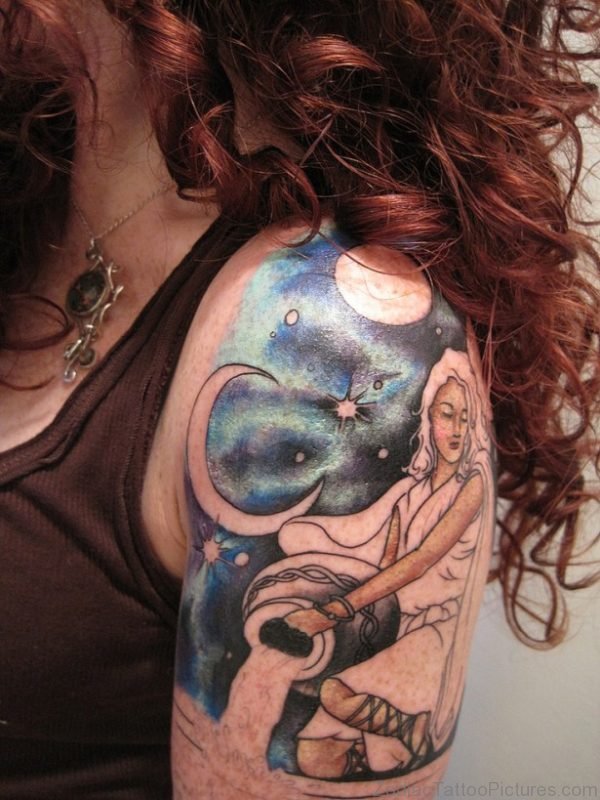 Wonderful Virgo Shoulder Tattoo 