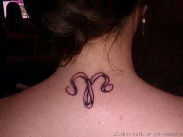 Zodiac Aries Tattoo On Nape