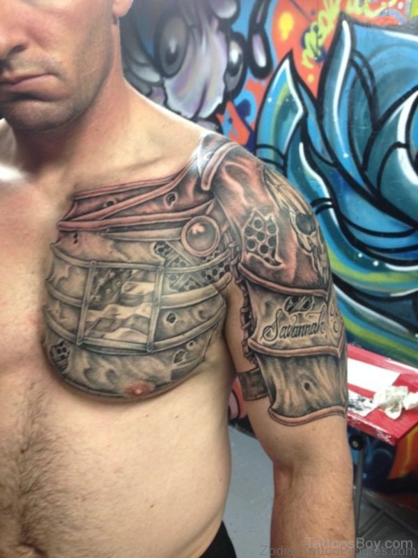 Zodiac Armor Tattoo On chest