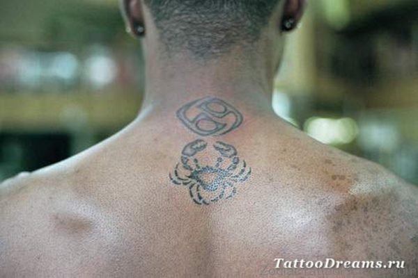 Zodiac Cancer Symbol Tattoo On Nape