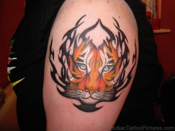 Zodiac Leo Tattoo On Shoulder