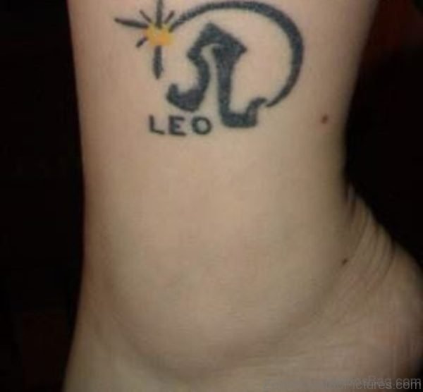 Zodiac Leo Tattoo design On Ankle