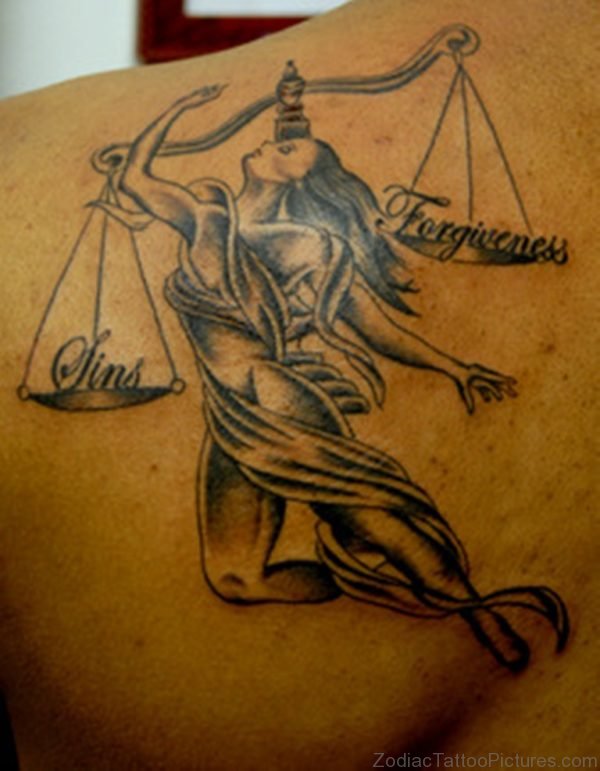 Zodiac Libra Tattoo On Back