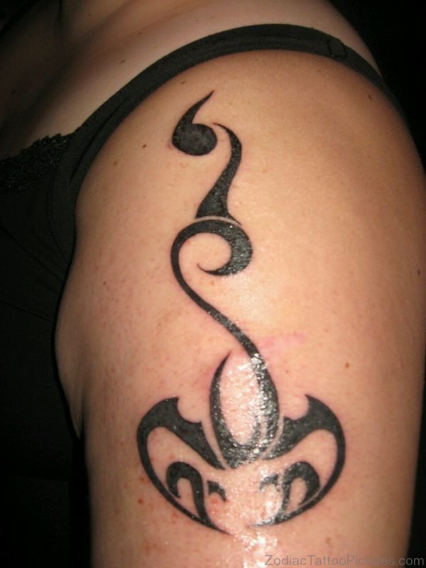 Zodiac Scorpio Tattoo On Left Shoulder