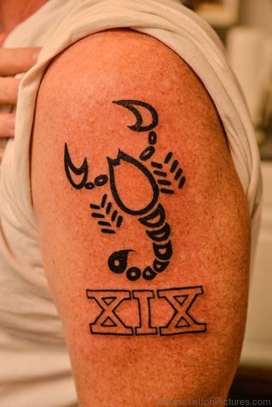 Zodiac Scorpion Tattoo On Shoulder