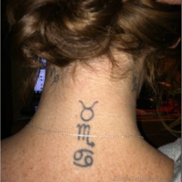 Zodiac Tattoo Design On Neck