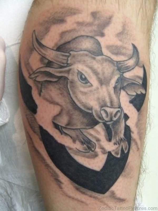 Zodiac Taurus Tattoo On Leg